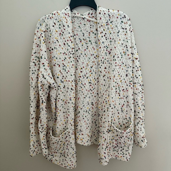Francesca’s Mi Ami Colorful White Chenille Katie Confetti Long Cardigan - Picture 5 of 11